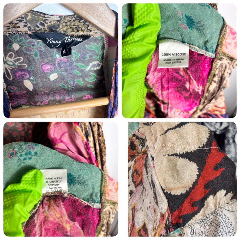 Young Threads Floral Patchwork Waterfall Open Fro… - image 7